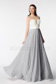 Grey Bridesmaid Dresses Long with Pearl Beadings