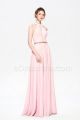 Light Pink Backless Long Prom Dresses