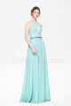 Turquoise Blue Halter Bridesmaid Dresses Long