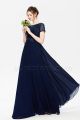Navy Blue Modest Bridesmaid Dresses with Sleeves Maid of Honor Dress