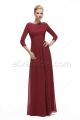 Beaded Modest Burgundy Formal Dresses with Sleeves Plus Suze