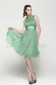 Modest Pastel Green Bridesmaid Dresses Tea Length