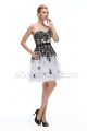 White Short Prom Dress with Black Lace