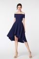 Off the Shoulder Navy Blue High Low Bridesmaid Dresses Short Sleeves