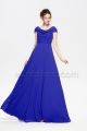 Cowl Neck Modest Cobalt Blue Bridesmaid Dresses