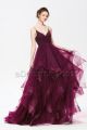 Dark Burgundy Spaghetti Straps Pageant Prom Dresses Layered