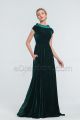 Dark Green Modest Velvet Bridesmaid Dresses with Pockets
