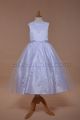 White Ball Gown First Communion Dress Tea Length