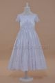 Modest White Lace First Communion Dress with Sleeves