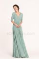 Dusty Green Modest Bridesmaid Dresses Elbow Sleeves