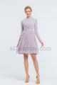 Dusty Lavender Modest Short Bridesmaid Dresses Long Sleeves