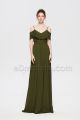 inexpensive Dark Olive Bridesmaid Dresses Spaghetti Straps