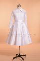 Modest White Lace First Communion Dresses with Long Sleeves Knee Length
