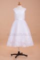 White Lace Ball Gown First Holy Communion Dresses Tea Length