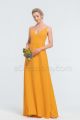 Marigold Wrap Bridesmaid Dresses Spaghetti Straps Long