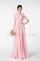 Modest Baby Pink Bridesmaid Dresses with Sleeves