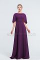 Modest Beaded Plum Bridesmaid Dresses with Cape