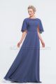 Modest Beaded Slate Blue Bridesmaid Dresses with Cape