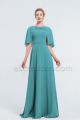 Modest Beaded Turquoise Bridesmaid Dresses with Cape