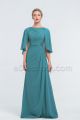 Modest Beaded Turquoise Bridesmaid Dresses with Cape