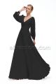 Modest Black Chiffon Bridesmaid Dresses Long Sleeves