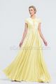 Modest Butter Yellow Bridesmaid Dresses with Beaded Details