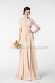 Modest Champagne Bridesmaid Dresses with Sleeves