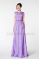 Modest Crystals Lilac Bridesmaid Dresses Long Sleeves