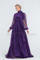 Modest Dark Purple Bridesmaid Dresses Long Sleeves