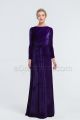 Modest Dark Purple Bridesmaid Dresses Long Sleeves