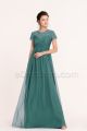 Modest Eucalyptus Green Maternity Bridesmaid Dresses with Sleeves