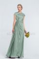 Modest Eucalyptus Satin Bridesmaid Dresses Cap Sleeves