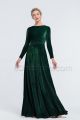 Modest Forest Green Velvet Bridesmaid Dresses Long Sleeves for Winter Weddings