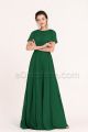 Modest Jewel Tone Emerald Bridesmaid Dress Short Sleeves