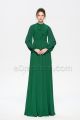 Modest Jewel Tone Emerald Green Fall wedding Bridesmaid Dress Long Sleeves