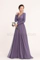 Modest Lavender Grey Materniy Bridesmaid Dresses Long Sleeves