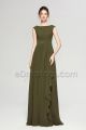 Modest LDS Beaded Dark Olive Bridesmaid Dress Cap Sleeves