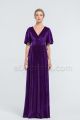 Modest LDS Dark Purple Velvet Bridesmaid Dresses