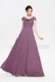Modest LDS Dusty Purple Bridesmaid Dresses Cowl Neck