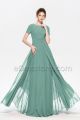 Modest LDS Eucalyptus Green Bridesmaid Dresses with Sleeves
