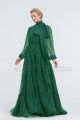 Modest LDS Forest Green Bridesmaid Dresses Long Sleeves
