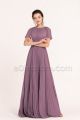 Modest LDS Mauve Bridesmaid Dresses with Sleeves