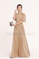 Modest LDS Tan Color Bridesmaid Dresses with Sleeves