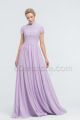 Modest Lilac Bridesmaid Dresses Cap Sleeves