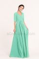 Modest Mint Green Maternity Bridesmaid Dresses with Sleeves