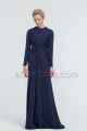 Modest Navy Mother of the Bride Dresses Long Sleeves
