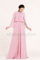 Modest Pale Pink Bridesmaid Dresses Long Sleeves