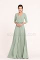 Modest Plus Size Dusty Sage Bridesmaid Dress with Sleeves