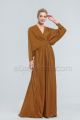 Modest Satin Copper Bridesmaid Dresses Long Sleeves