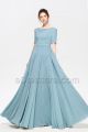 Modest Sea Glass Blue Bridesmaid Dresses